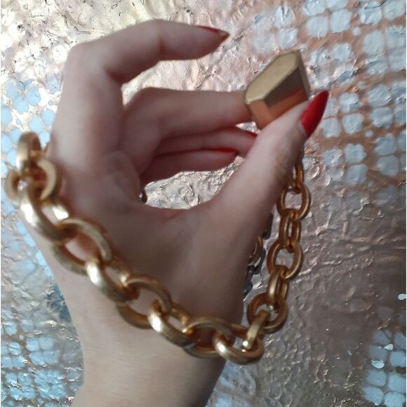 Zara Gold and Silver Chain Necklace with Padlock - Picture 4 of 12